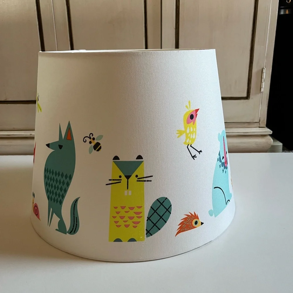 Ikea White Nursery Lampshade Bear Porcupine Woodland Forest Animals woodland